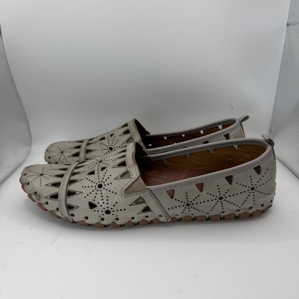 Spring Step Shoes Womens 41/9.5-10 Fusaro Slip On Gray Cut-Out Casual Comfort